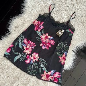 NEW Lulus Black Floral Lace Satin Slip Dress Size S